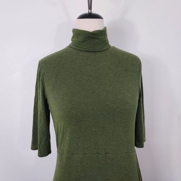 Ett Twa by Anthropologie Coreyell Turtleneck Jersey Dress Size Medium Green - Picture 5 of 14